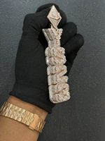 Collar con Colgante de Nombre Personalizado con Diamantes de Laboratorio, Letra Vertical en Mosaico, Cadena de Oro para Hombre