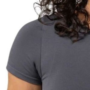 Camiseta Deportiva Ajustada de Manga Corta para Mujer, Color Gris Oscuro, para Gimnasio, Fitness, Yoga, Entrenamiento, Ropa Deportiva Transpirable - Product Image 4