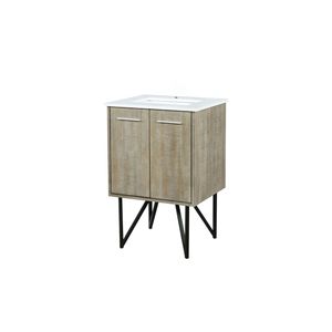 <b>Rustic</b> Acacia Bath <b>Vanity</b> 24 In. W X 20 In. D Featuring White Quartz Top - Product Image 4