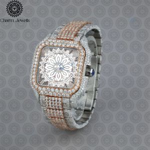 Montre de luxe pour homme Charm_Jewells en acier inoxydable, boîtier de 40 mm, mouvement mécanique, accents de diamants, bracelet en cuir, étanche 10 bars - Product Image 4