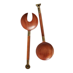 Ensemble de 2 pinces à salade en bois d'acacia écologiques, fabriquées à la main, avec manches blancs luxueux, pour mélanger et servir les pâtes - Product Image 2