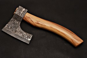 Handmade Damascus Steel 11" Wood Spilitting <b>Viking</b> Bearded <b>Axe</b> with Olive Wood Handle Outdoor Camping Daily Carry <b>Axe</b> OEM ODM - Product Image 2