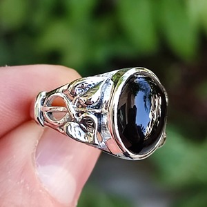 Black Onyx <b>Ring</b> 925 Sterling <b>Silver</b> Handmade Boho <b>Statement</b> Promise <b>Ring</b> for Women Natural Oval Black Onyx <b>Ring</b> July Birthstone - Product Image 4