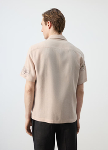 เสื้อเชิ้ตแขนสั้นแฟชั่นผู้ชายสำหรับฤดูร้อน  ออกแบบลายดอกไม้สไตล์วินเทจ  ป้องกันรอยยับ  ผ้าฝ้าย  รับสั่งทำตามแบบ - Product Image 4