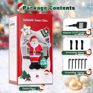 Decorazioni Natalizie Gonfiabili da Esterno 8 FT, Babbo Natale con Sacco Regalo, Resistenti alle Intemperie IP44 - Product Image 4