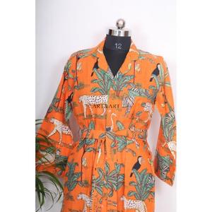 เสื้อเชิ้ตผ้าฝ้ายสไตล์โบฮีเมียนสำหรับผู้หญิง เสื้อผ้าฝ้ายพิมพ์ลายป่า ทำมือ ชุดเดรสสไตล์โบฮีเมียนสำหรับงานปาร์ตี้ ชุดลำลอง เสื้อเชิ้ตผ้าฝ้าย - Product Image 4