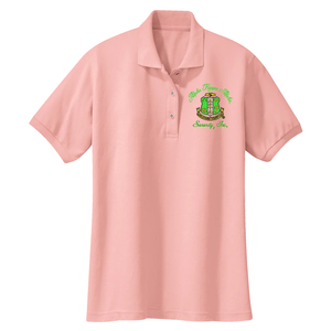 เสื้อโปโลสีชมพู AKA Silk Touch สำหรับผู้หญิง เนื้อผ้านุ่ม ระบายอากาศได้ดี แขนสั้น คอปก สไตล์ลำลอง เหมาะสำหรับชมรมหญิงสาวแบบกรีก - Product Image 1