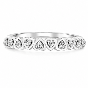 Anillo de media eternidad con forma de corazón de moissanita para mujer, plata 925, diamante redondo, joyería romántica para boda - Product Image 1