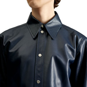 New Design Long Sleeve Stylish Men's Premium Hight Quality Leather <b>Shirt</b> Customized Logo & Size Classic Leather <b>Shirt</b> for Men - Product Image 5