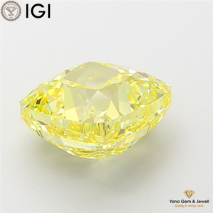 เพชรทรงสี่เหลี่ยมเจียระไนแบบ Cushion Cut ความสะอาดระดับ VS2 สีเหลืองแฟนซีสดใส น้ำหนัก 5.00 กะรัต รับรองโดย IGI เพชร CVD ที่เพาะเลี้ยงในห้องปฏิบัติการ สำหรับแหวน Sparkling Desire - Product Image 4