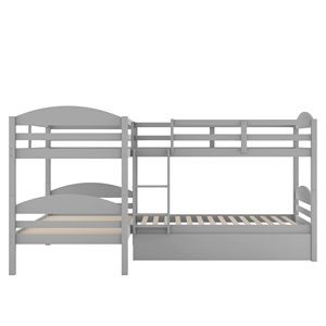 Letto a castello a L con letto estraibile grigio per bambini - Product Image 4