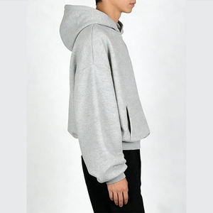 Sudadera con Capucha Unisex Extra Grande, Color Gris Sólido, Algodón French Terry, Estilo Casual, para Otoño, Sudadera Personalizada de Alta Calidad - Product Image 6