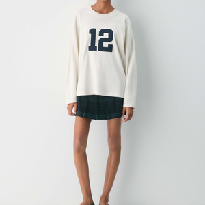 Custom Logo Breathable Soft Cotton Knitted Loose Fit Sports Tee Long Sleeve Yoga Top Workout Fitness Oversized Summer Women Tee - Product Image 4