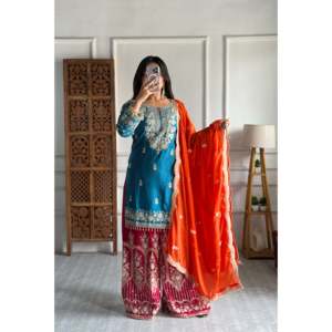 Conjunto de Traje de Chifón de Diseño para Fiestas con Bordado Multineedle - Product Image 2