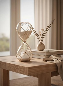 Rope Design Glass Sand Timer <b>Rustic</b> Hourglass Decor For Office <b>Desk</b> Home And Study Table Display Handcrafted From India - Product Image 3