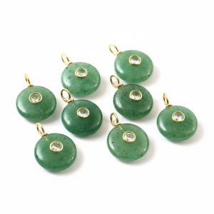Green Strawberry Quartz Round Gemstone Pendant 925 Sterling <b>Silver</b> Gold Plated Inlay Pendant Fashion Charm Jewelry Loose Stone - Product Image 5