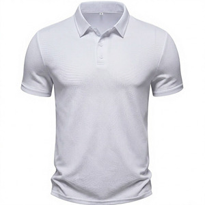 Polo de Hombre Gris Oscuro, Manga Corta, Cuello con Botones, Informal, Transpirable, de Algodón Tejido, Color Sólido, Corte Regular - Product Image 3
