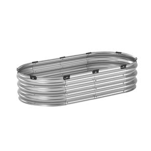 Jardinera Elevada Grande de Metal Galvanizado para Exteriores, 4 x 2 x 1 pies, con Fondo Abierto, Ovalada, para Macetas y Plantas - Product Image 1