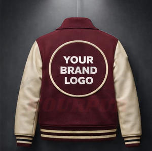 Vestes varsity pour hommes avec col rabattu, logo personnalisé et patchs brodés en chenille sur mesure, commandes en gros OEM. - Product Image 2