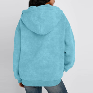 Sudadera con capucha y cremallera Solomon para mujer, 100% poliéster, forro polar, informal, manga larga, estilo urbano, invierno, logotipo personalizado - Product Image 2