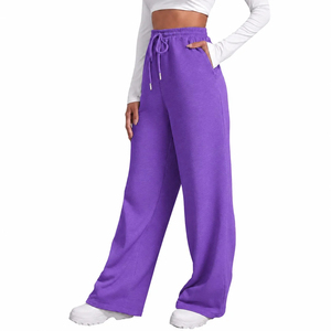 Pantalones Deportivos de Cintura Alta para Mujer con Logotipo Personalizado, Pantalones Holgados para Descansar, Bordados, de Tela Gruesa de 500 GSM, Pantalones Deportivos para Correr - Product Image 4