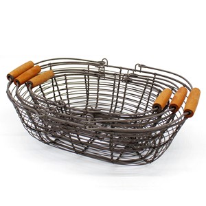 Panier à pain rustique en pin avec poignées en cuir - Vente en gros - Product Image 3