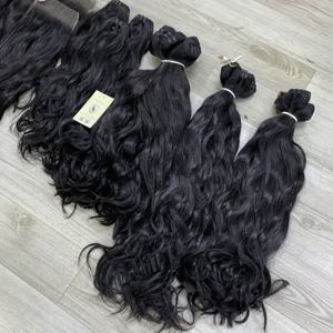 Extensiones de Cabello Humano Natural Ondulado Virgen Vietnamita Negro Natural, Doble Trama, Tejido a Máquina, Cabello Humano de Vietnam - Product Image 3