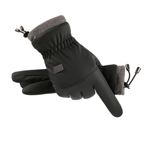 Gants d'hiver en cuir pour vélo, longueur poignet, thermiques, compatibles écran tactile, non doublés, décontractés, pour le cyclisme, les voyages, l'extérieur, l'usage quotidien, les fêtes - Product Image 2