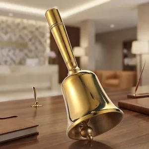 Campana de Mano de Latón Sólido con Acabado Dorado, Campana de Sonido Fuerte para Bodas, Aulas, Mesitas de Noche y Decoración del Hogar - Product Image 5