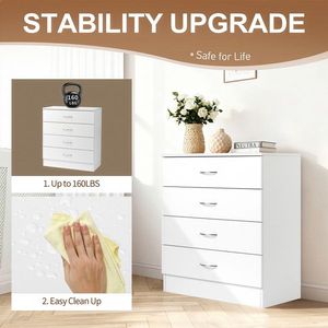 Commode moderne simple blanche à 4 tiroirs - Product Image 5