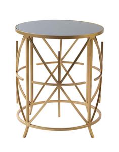 Modern <b>Round</b> <b>Side</b> <b>Table</b> With <b>Gold</b> Metal Frame And Glass Top Indoor Living Room Decor Accent Piece - Product Image 1