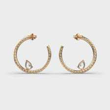ต่างหูเพชรทรงลูกแพร์และทรงกลม 2 กะรัต ประดับทอง 14K ของ Apricot Jewels ได้รับการรับรองจาก IGI เครื่องประดับเจ้าสาวลายดอกไม้สุดคลาสสิก - Product Image 3