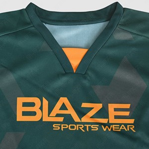 Conjunto de Camiseta de Fútbol Verde para Hombre Blaze Sports Wear, Cuello en V, Manga Corta, Estampado Geométrico, Poliéster que Absorbe la Humedad, Uniforme 27 - Product Image 6