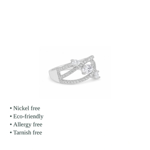 925 Sterling Silver CZ Engagement <b>Ring</b> Round Brilliant Cut Pave Setting Geometric Design Romantic Style Women's Fine Jewelry - Product Image 2