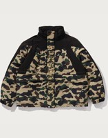 Blouson matelassé unisexe à capuche imprimé camouflage, doublure polaire, fermeture éclair, coupe-vent, épais 220g, streetwear hiver