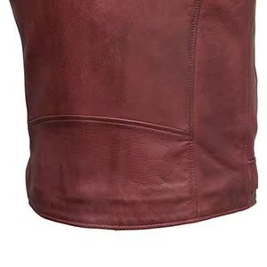 Chaleco de Motocicleta de Cuero Genuino para Hombre, con Correa Lateral Ajustable, Cierre de Cremallera, Ropa Exterior Cortavientos para Conducir en Invierno - Product Image 3
