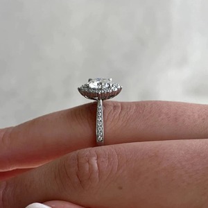 2.2ct Brilliant Round Cut Lab-Grown Diamond Solitaire Halo Bridal Ring Basket Setting-Half Eternity Cathedral Shank Jewelry - Product Image 5