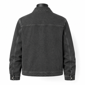 Veste en jean noire délavée pour homme, fermeture éclair, style streetwear décontracté, veste en jean en coton, fabricant OEM ODM - Product Image 2