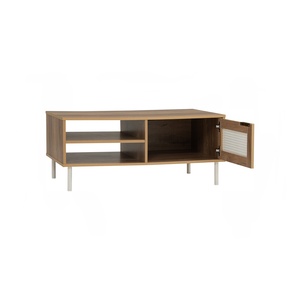 Modern 2 Tier Living Room <b>Coffee</b> <b>Table</b> with Storage Shelf <b>White</b> Metal Legs and Large Surface for Hospitality - Product Image 2