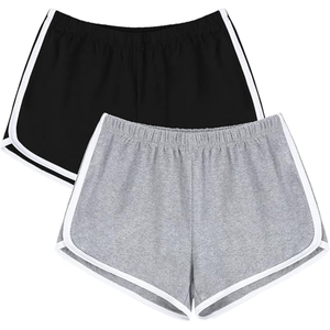 Pantalones Cortos Deportivos de Mezclilla Vintage para Mujer, Paquete de 2, Corte Regular, Cintura Elástica, Ligeros, Transpirables, Ecológicos, para Otoño, Correr, Gimnasio - Product Image 1