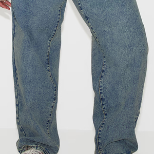 Hot Selling Solid Color Blank <b>Ladies</b> Baggy Pants Custom Heavyweight High Quality Oversized Denim Baggy Jeans For Women - Product Image 5