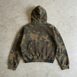 Sudadera con Capucha y Cremallera para Hombre, Camuflaje, Oversize, Felpa Francesa, Algodón, Estilo Casual Vintage, Antipilling, Diseño con Bolsillos, Estilo Otoñal - Product Image 2