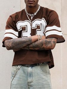 T-shirts en jersey pour hommes, coupe oversize ample, en maille, à imprimé graphique, col rond, manches courtes, style streetwear - Product Image 3