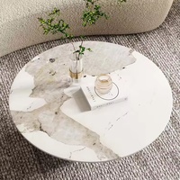 Ensemble de table basse de luxe 2 pièces | Dessus en marbre moderne avec cadre en acier inoxydable doré | Meubles de table de salon élégants