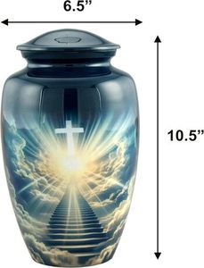 Urna Funeraria Artesanal de Diseño Moderno Americano para Adultos, Hermosa Urna Conmemorativa Azul para Entierro, Capacidad de 200 Pulgadas Cúbicas - Product Image 2