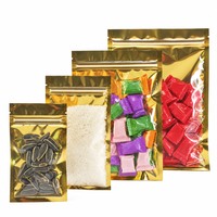 Pochette plate à fermeture éclair métallisée imprimée sur mesure, sac à trois soudures latérales pour l'emballage de bonbons et confiseries avec fenêtre transparente