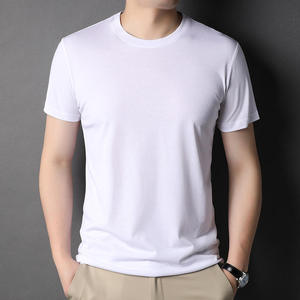 Camiseta de Verano para Hombre, Nueva, de Color Sólido, Cuello Redondo, Manga Corta, Blanca, Venta al Por Mayor de Fábrica - Product Image 4