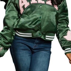 Hunter Green First Flyest <b>Vintage</b> Bomber <b>Jacket</b> <b>Women</b> Embroidered Varsity Casual Streetwear Retro Fashion Outerwear Cotton - Product Image 5