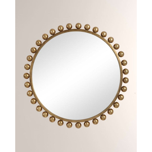Attractive Round Gold Beaded Wall <b>Mirror</b> Decorative Metal Ball <b>Frame</b> <b>Mirror</b> for Hotel & Home Living Room Decor In Low Price - Product Image 2