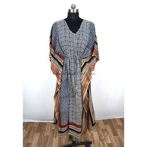 Caftán indio floral vintage de algodón, túnica de playa, regalo de San Valentín para mujer, cubrebikini, vestido suave, maxi vestido, ropa de dormir de verano - Product Image 6